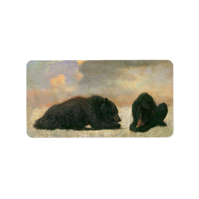 Vintage Tiere, Grizzly Bars von Albert Bierstadt Adressaufkleber (Vorne)