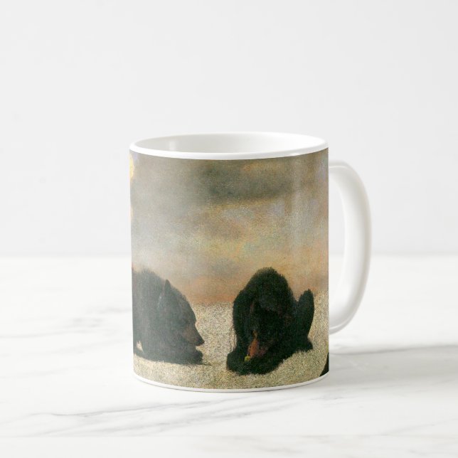 Vintage Tiere, Grizzly Bars von Albert Bierstadt Kaffeetasse (VorderseiteRechts)
