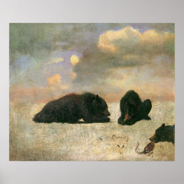 Vintage Tiere, Grizzly Bars von Albert Bierstadt Poster (Vorne)