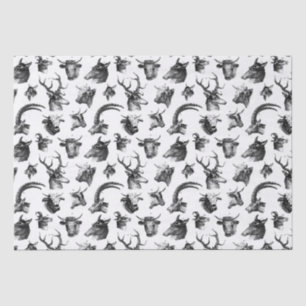 Vintage Tiere Hirschkühe Oxen Antelope Stag Seidenpapier