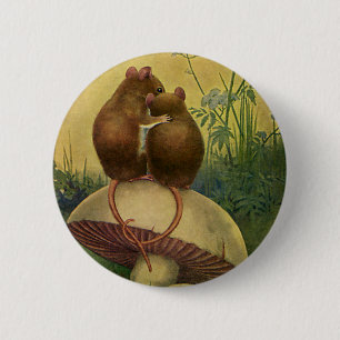 Vintage Tiere, Liebe und romanische Feldmäuse Button