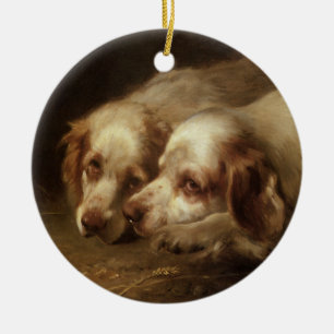 Vintage Tiere, Niedliche Haustiere Hunde Keramikornament