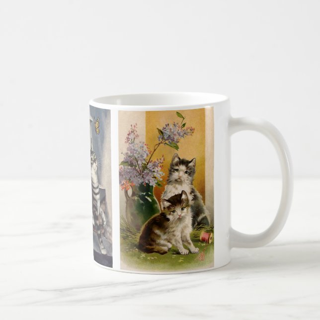 Vintage Tiere, Niedliche Viktorianische Hauskatzen Kaffeetasse (Rechts)