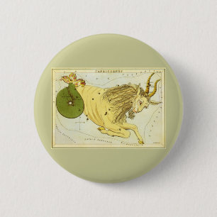 Vintage-Tierkreis, Astrologie Steinbock-Konstellat Button