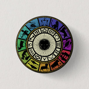 Vintage-Tierkreisrad Button