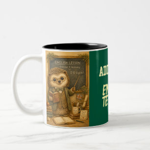Vintage-Tierlehrer Zurück zur Schule Zweifarbige Tasse
