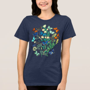 Vintage Tierwelt - Schmetterlingsgarten Tri-Blend Shirt