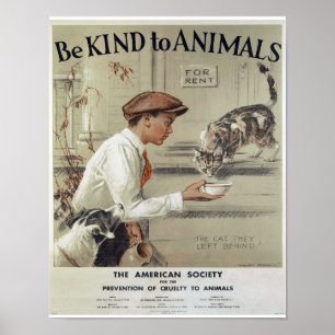 Vintage-Tierwohl-Druck - Seien Sie freundlich zu T Poster