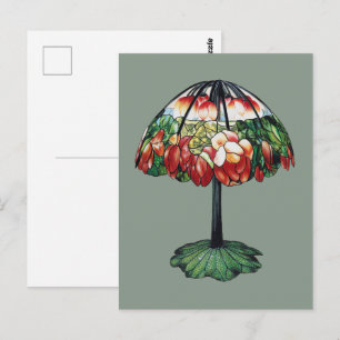 Vintage Tiffany Art Nouveau Roter Lotus Blumen Postkarte