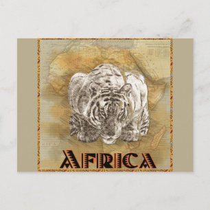 Vintage-Tiger-Afrika-Reisekarte Postkarte