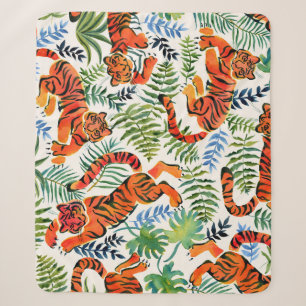 Vintage-Tiger-Dschungel-Aquarell Sherpadecke