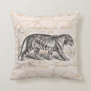 Vintage Tiger-Illustrations-Tiger-Schablone Kissen