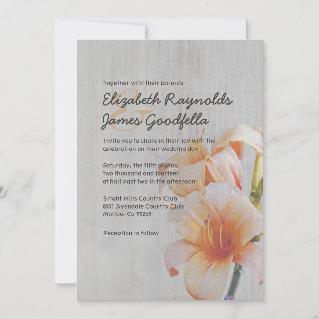 Vintage Tiger-Lilien, die Einladungen Wedding sind (Vorderseite)