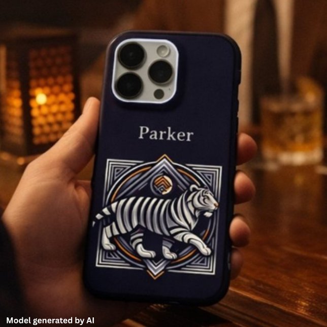 Vintage Tiger Navy Blau iPhone Hülle (Von Creator hochgeladen)