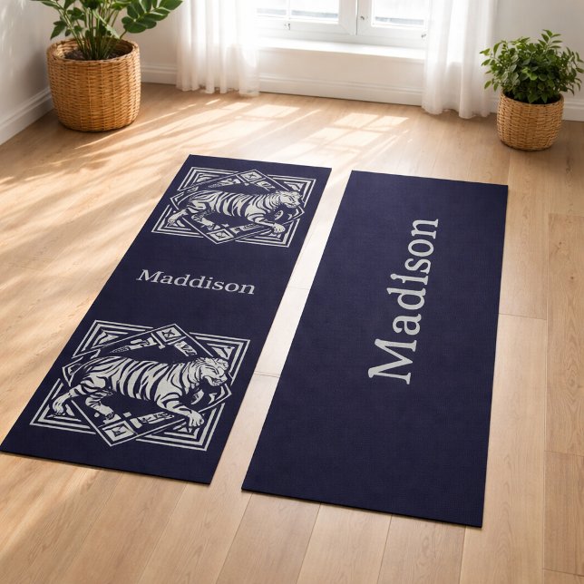 Vintage Tiger Navy Blau Yogamatte (Von Creator hochgeladen)