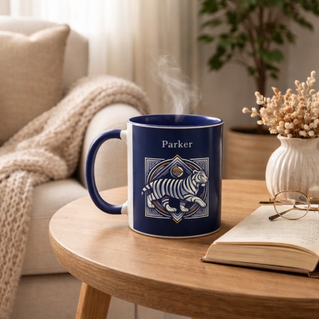 Vintage Tiger Navyblau Tasse (Von Creator hochgeladen)