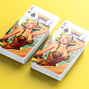 Vintage-Tiger-Print-Mädchen Spielkarten