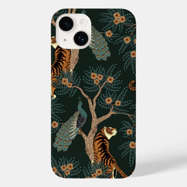 Vintage Tiger und Pfau Case-Mate iPhone Hülle (Rückseite)