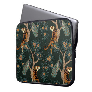 Vintage Tiger und Pfau Laptopschutzhülle