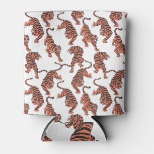 Vintage Tiger, von Hand gezeichnet nahtloses Muste Dosenkühler