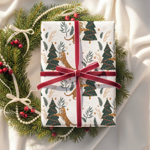 Vintage-Tiger-Weihnachtsbaum-Geschenkpapier Geschenkpapier