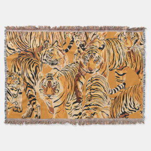 Vintage-Tigersafari-Wildlife-Muster Decke