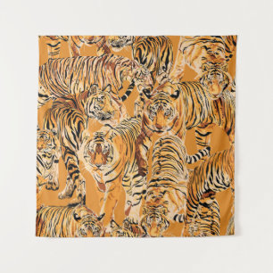 Vintage-Tigersafari-Wildlife-Muster Wandteppich