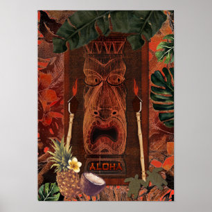 Vintage Tiki Aloha Hawaiian Luau Tropische Insel Poster