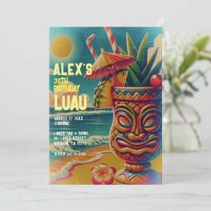 Vintage-Tiki-Regenschirm-Getränk-Luau-Party Einladung