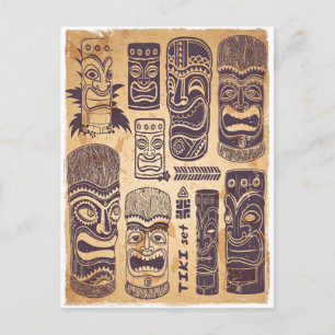 Vintage-Tiki-Set Postkarte