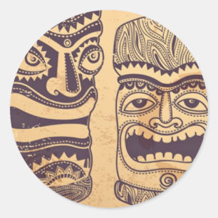 Vintage-Tiki-Set Runder Aufkleber