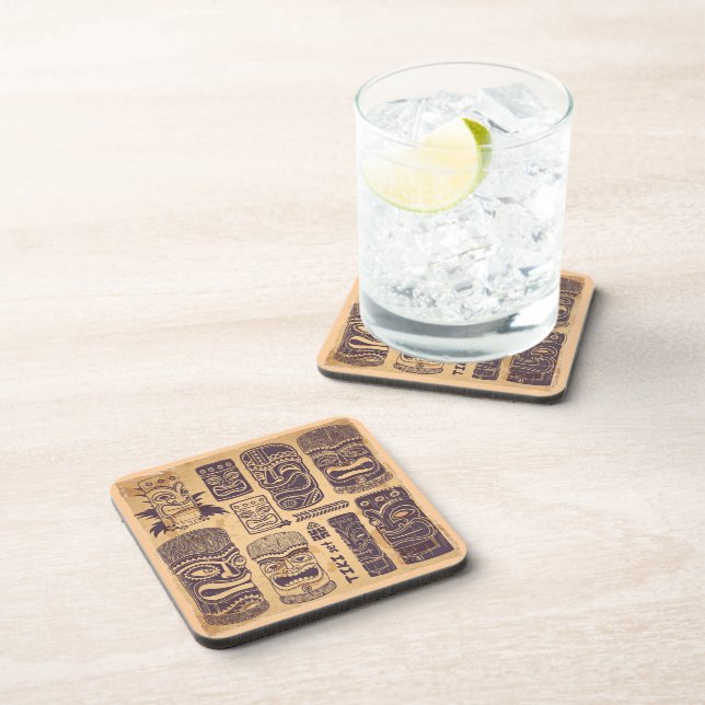 Vintage-Tiki-Set Untersetzer (Rechte Seite)