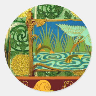 Vintage Tile Design Kunst und Handwerk Jugendstil Runder Aufkleber