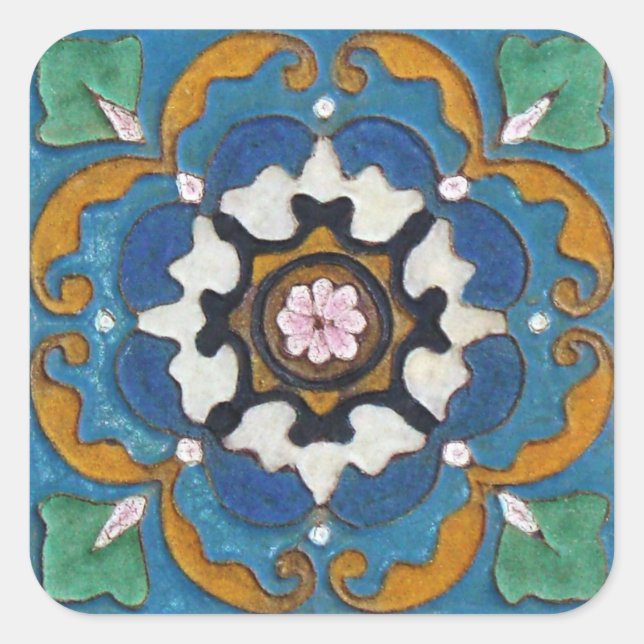 Vintage Tile Quadratischer Aufkleber (Vorderseite)