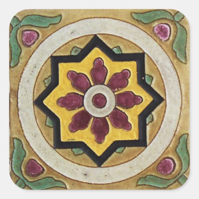 Vintage Tile Quadratischer Aufkleber (Vorderseite)