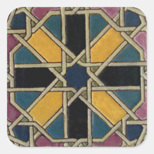 Vintage Tile Quadratischer Aufkleber (Vorderseite)