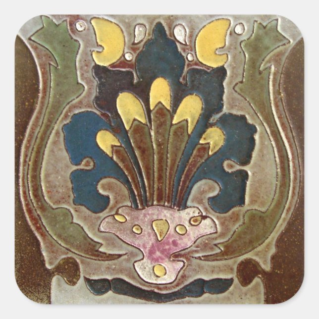 Vintage Tile Quadratischer Aufkleber (Vorderseite)