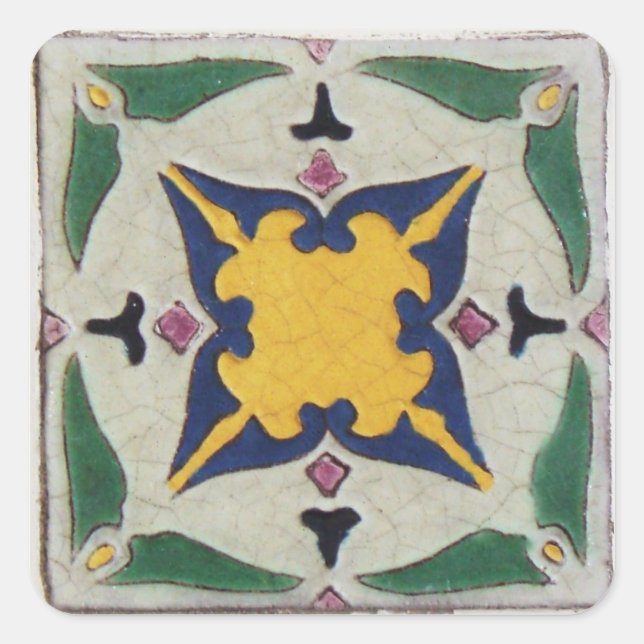 Vintage Tile Quadratischer Aufkleber (Vorderseite)