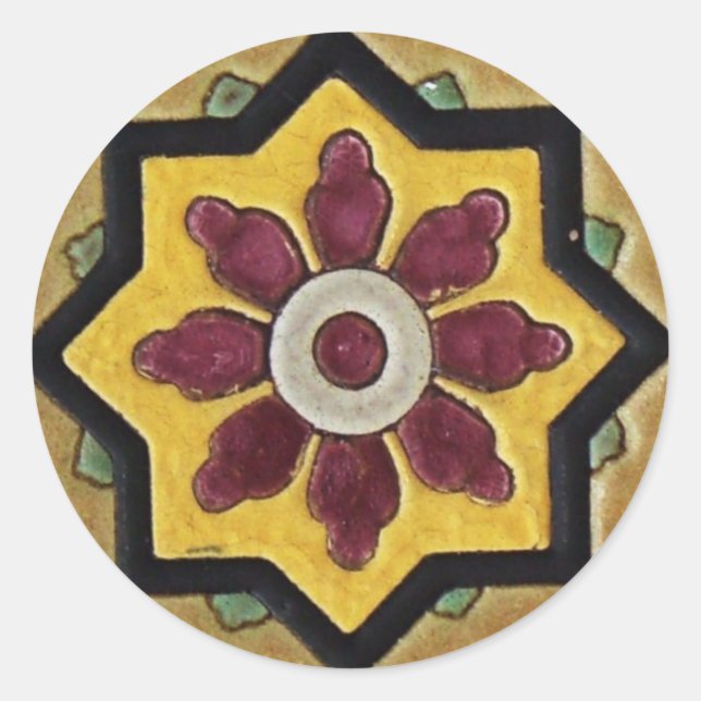 Vintage Tile Runder Aufkleber (Vorderseite)