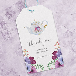 Vintage Time For Tea Florale Hochzeits-Dankeschön Geschenkanhänger