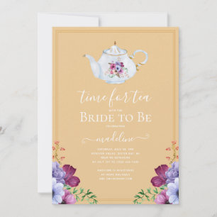 Vintage Time For Tea Florale Hochzeitsdusche Einladung