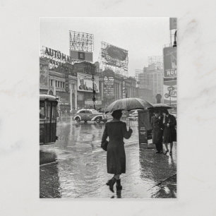 Vintage Times Square NYC Regentag Postkarte