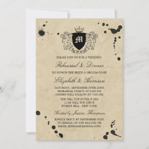 Vintage Tintenklänge Monogramm Wappen Probe Abende Einladung
