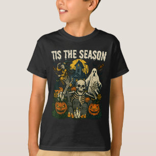 Vintage Tis the Season Halloween-Skelett-Geist T-Shirt