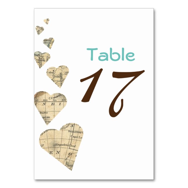 Vintage Tischnummer für KartenHerz-Karte (Vorderseite)