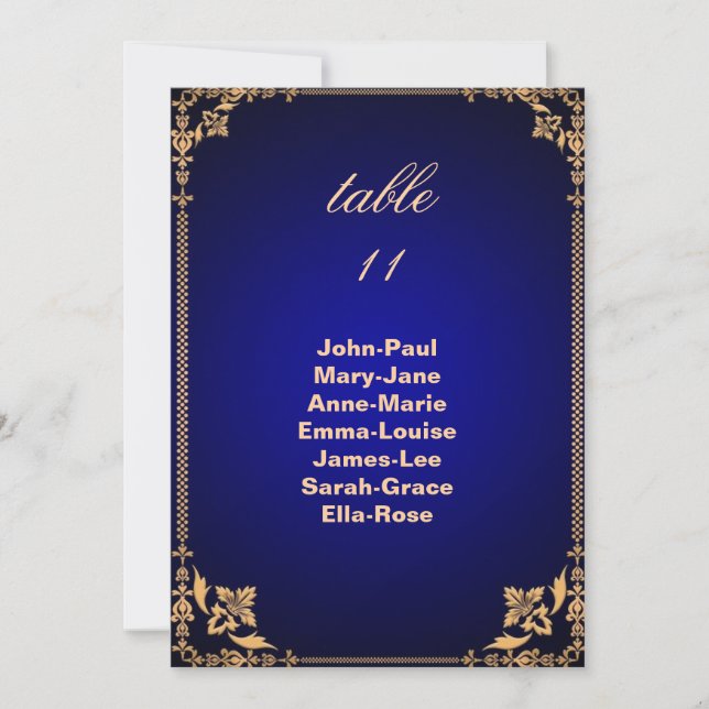 Vintage Tischnummer mit blauen Rahmen (Vorderseite)