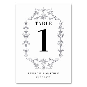 Vintage Tischnummer zur Blumenzzierung