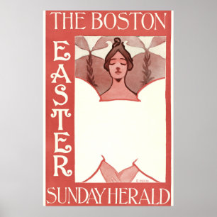 Vintage-Titelblatt des Boston Sunday Herald als Po Poster