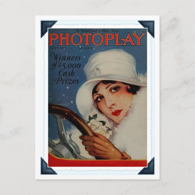 Vintage Titelseite des Hollywood-Filmmagazins 1927 Postkarte (Vorderseite)