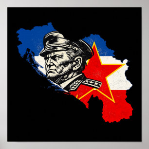 Vintage-Tito-SFRJ-Jugoslawien-Holzschnitt Poster